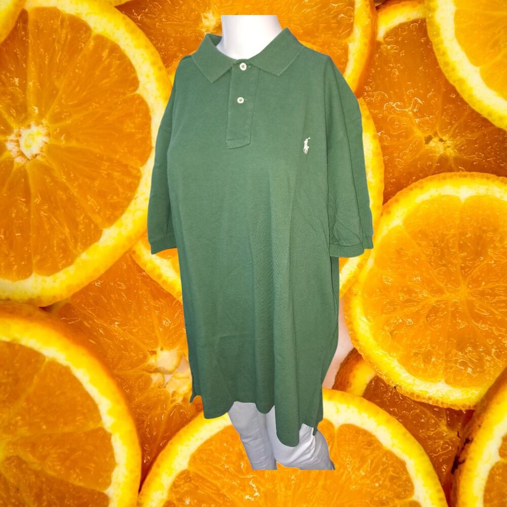 Polo by Ralph Lauren Men Green Logo Embroidered Short Sleeve Polo‎ Shirt Size XL